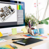 Pen Pencil Holder with Phone Stand, COOLBROS Resin elephant Shaped Pen Container Cell Phone Stand Carving Brush Scissor Holder Desk Organizer Decoration for Office Desk Home Decorative (Retro Brown)