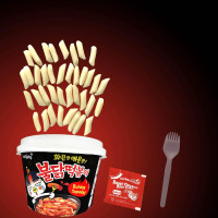 Buldak Tteokbokki Korean Rice Cake Instant Korean Snack Tteok Tteokbokki Rice Cake (spicy, 1)
