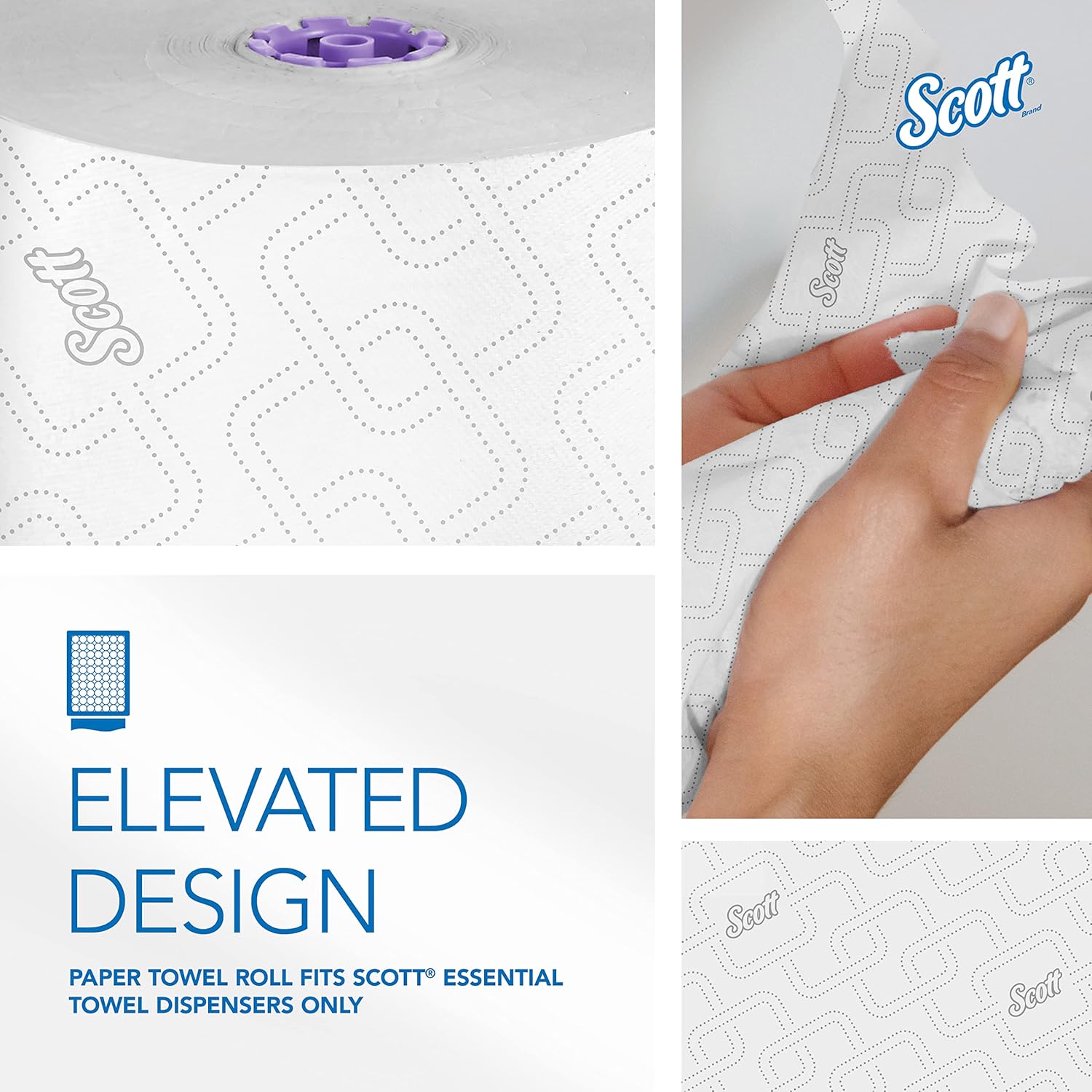 Scott Professional Essential High-Capacity Hard Roll Paper Towels, Bulk (02001), Elevated Design, Absorbency Pockets, White, for ScottBrand Purple Core Dispensers (6 Rolls at 950' Each, 5,700'/Case) 950'/Roll, 6 Rolls/Case, 5,700'/Case