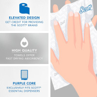 Scott Professional Essential High-Capacity Hard Roll Paper Towels, Bulk (02001), Elevated Design, Absorbency Pockets, White, for ScottBrand Purple Core Dispensers (6 Rolls at 950' Each, 5,700'/Case) 950'/Roll, 6 Rolls/Case, 5,700'/Case