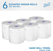 Scott Professional Essential High-Capacity Hard Roll Paper Towels, Bulk (02001), Elevated Design, Absorbency Pockets, White, for ScottBrand Purple Core Dispensers (6 Rolls at 950' Each, 5,700'/Case) 950'/Roll, 6 Rolls/Case, 5,700'/Case