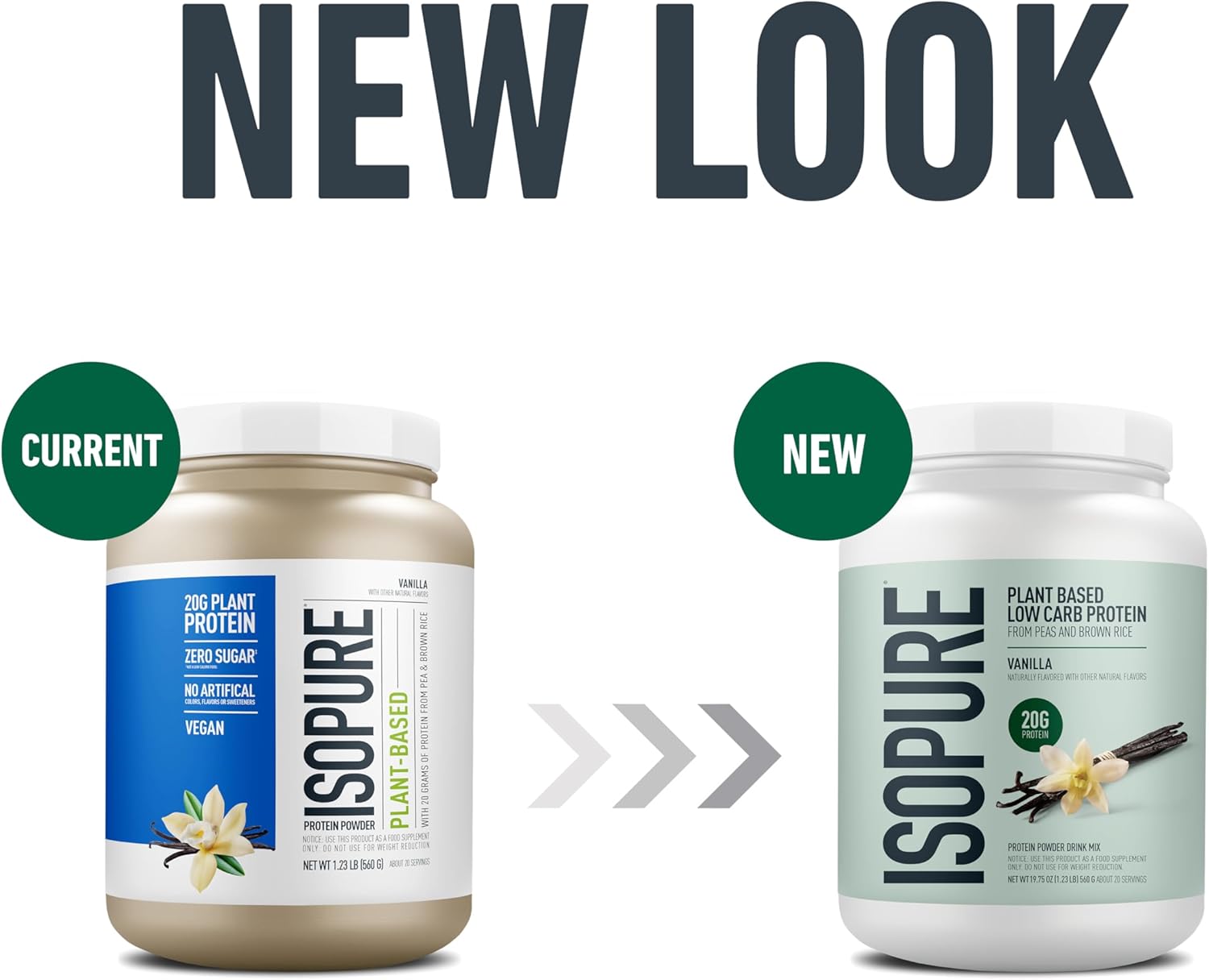 Isopure Plant-Based Protein Powder, Lactose Free, Gluten Free, With Iron, Vanilla, 20g Plant Protein Per Serving, 1.23 Lbs, 20 Servings (Packaging May Vary) Vanilla 20 Servings (Pack of 1)
