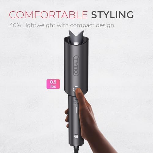 TYMO Automatic Rotating Curling Iron - TYMO CURLPRO Beach Waves Curling Wand, Portable Hair Curler, 500 Million Ionic, Dual Voltage & Lightweight for Travel, Ceramic Coating, 1 Inch, Metallic Gray 1 inch Metallic Gray