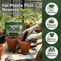 WONDER SOIL | Organic Potting Soil | 12 QUARTS of Ready to Plant Coco Coir Fully Loaded with Nutrients | 3 LBS Bag Expands to 12 Quarts of Indoor Outdoor Soil | Incl Worm Castings, Perlite 3 LBS (Expands to 12 Quarts)