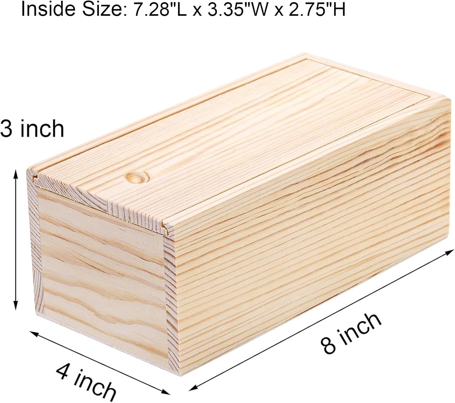 yarlung 4 Pack Unfinished Wood Storage Box with Slide Lid, Vintage Cards Container Small Gift Box for Art Hobbies, DIY Craft, Desktop Bead Organizer, Jewelry Storage