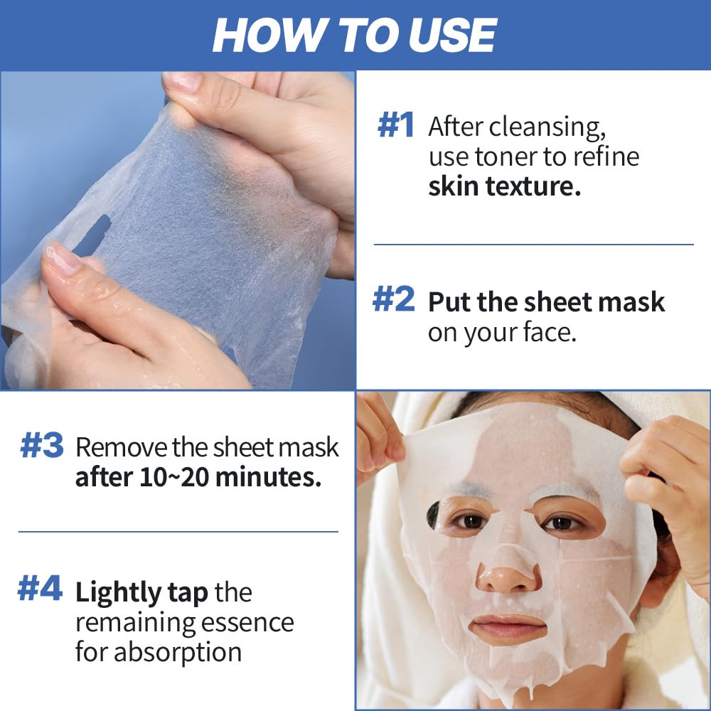 Solution Sheet Mask Variety Pack, 10 Count (5 Types x 2 Sheets), 0.74 fl oz Each, Korean Facial Sheet Masks for Daily Skincare 1 Count (Pack of 10)