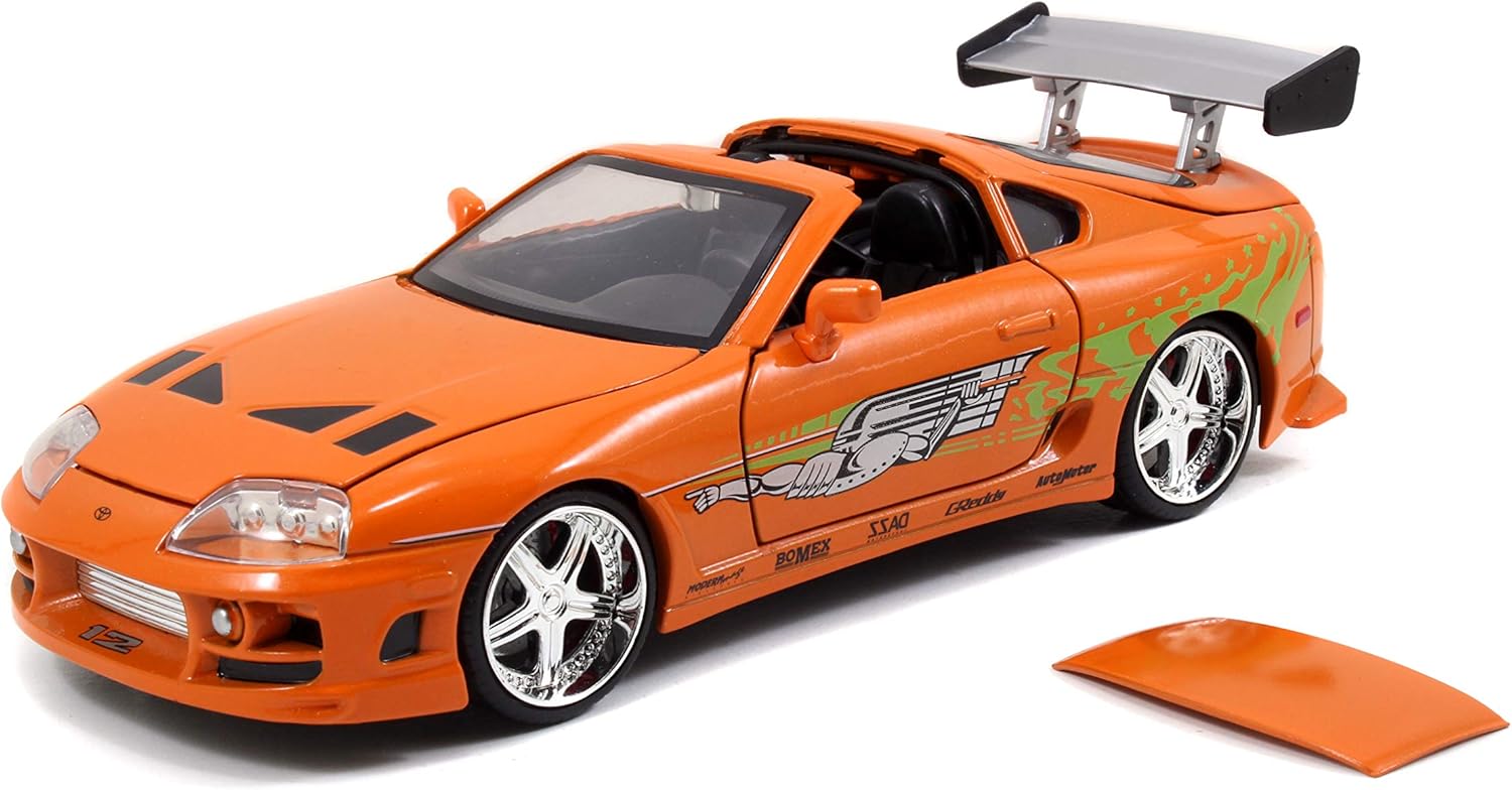 Jada Toys Fast & Furious 1:24 Brian's Toyota Supra Die-cast Car, Toys for Kids and Adults, Orange (97168)