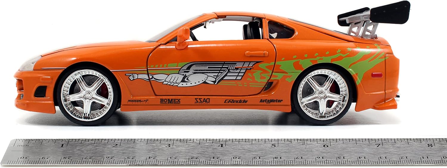 Jada Toys Fast & Furious 1:24 Brian's Toyota Supra Die-cast Car, Toys for Kids and Adults, Orange (97168)