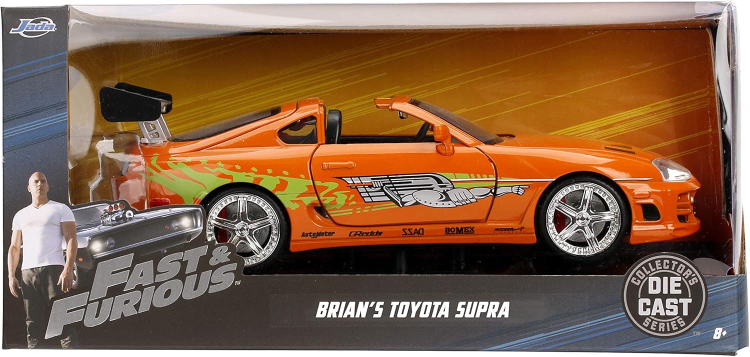 Jada Toys Fast & Furious 1:24 Brian's Toyota Supra Die-cast Car, Toys for Kids and Adults, Orange (97168)