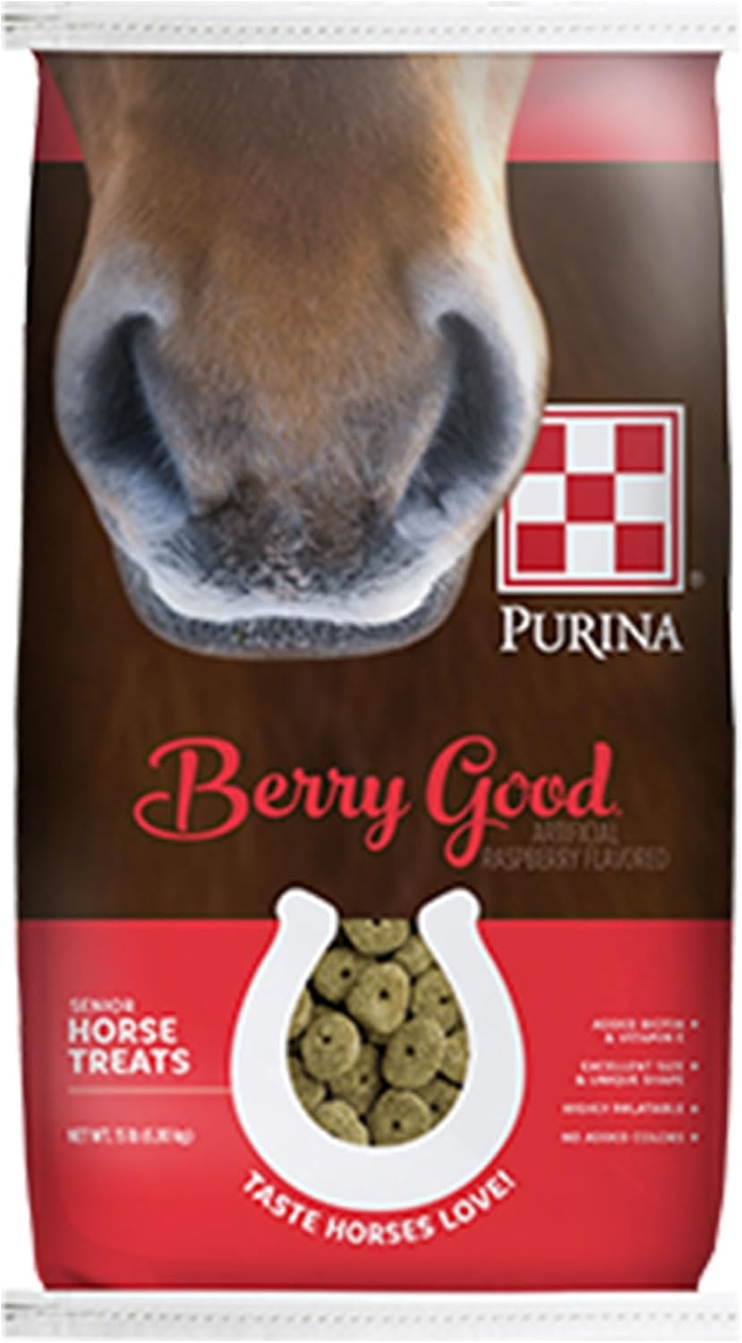 Purina | Berry Good - Raspberry Flavored Senior Horse Treats | Added Biotin for Hoof Health - 15 Pound (15 lb.) Bag