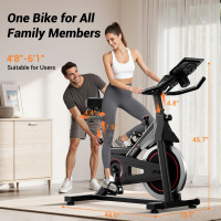 CURSOR FITNESS Exercise Bike, Stationary Bikes for Home, 300 LBS Capacity, Workout Bike with Silent Belt Drive, Indoor Cycling Bike with Extra Comfort Seat/IPad Mount/Bottle Holder Black