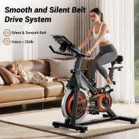 CURSOR FITNESS Exercise Bike, Stationary Bikes for Home, 300 LBS Capacity, Workout Bike with Silent Belt Drive, Indoor Cycling Bike with Extra Comfort Seat/IPad Mount/Bottle Holder Black