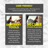 SE Stone Setting Prong and Bezel Set, Set of 3 Jewelry Stone Setting Tools, Jewelry Stone Prong Pusher, Durable Tips, Ergonomic Wooden Handles