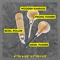 SE Stone Setting Prong and Bezel Set, Set of 3 Jewelry Stone Setting Tools, Jewelry Stone Prong Pusher, Durable Tips, Ergonomic Wooden Handles