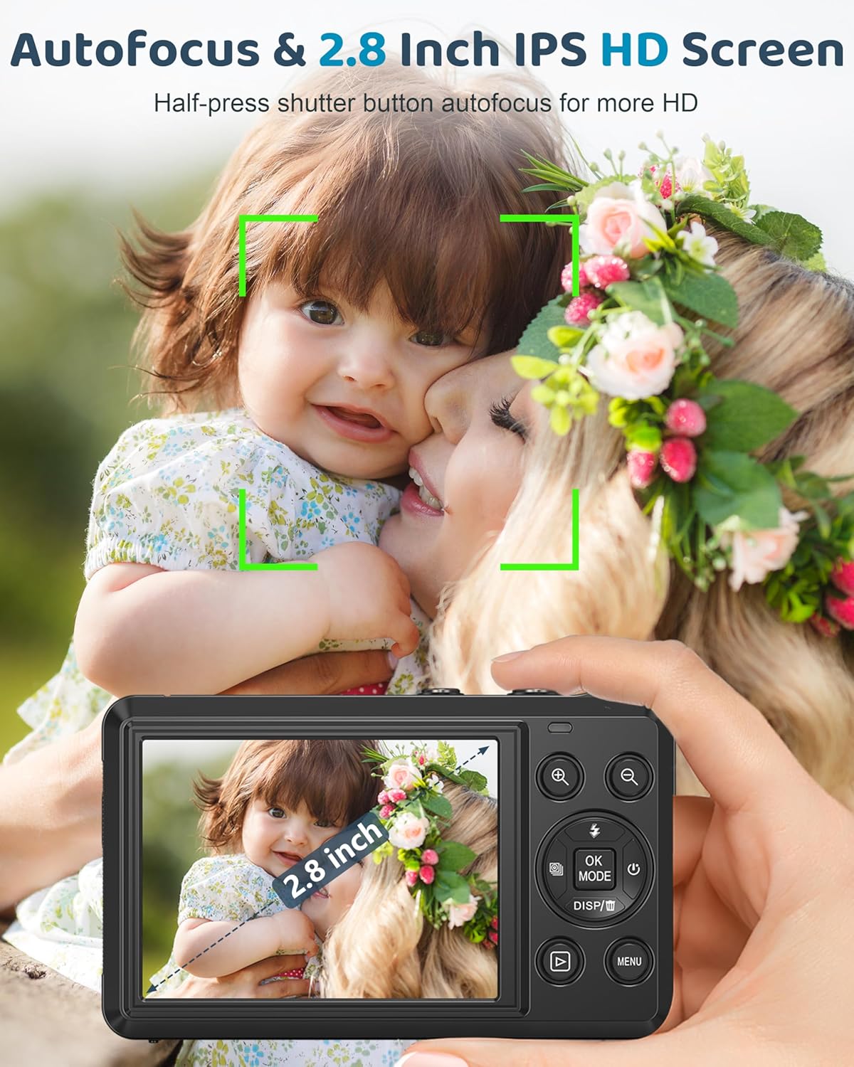 5K Digital Camera - 72MP UHD Digital Cameras for Photography - Autofocus Point and Shoot Small Camera with Flash for Kids - 2.8 Inch Screen Compact Portable Vlogging Camara with 16X Zoom, 32GB SD Card 5K 72MP UHD Black