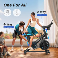 MERACH Exercise Bike, Brake Pad Stationary Bike with Exclusive App, Low Noise Indoor Cycling Bike with 300lbs Weight Capacity, Tablet Mount and Fitness Courses for Weight Loss Friction-Black