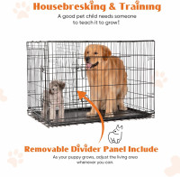 Sweetcrispy 24-Inch Double-Door Iron Dog Crate – Heavy-Duty Metal Kennel with Secure Locks, Foldable Design, & Removable Tray for Easy Cleaning, Durable Pet Cage for Home or Travel