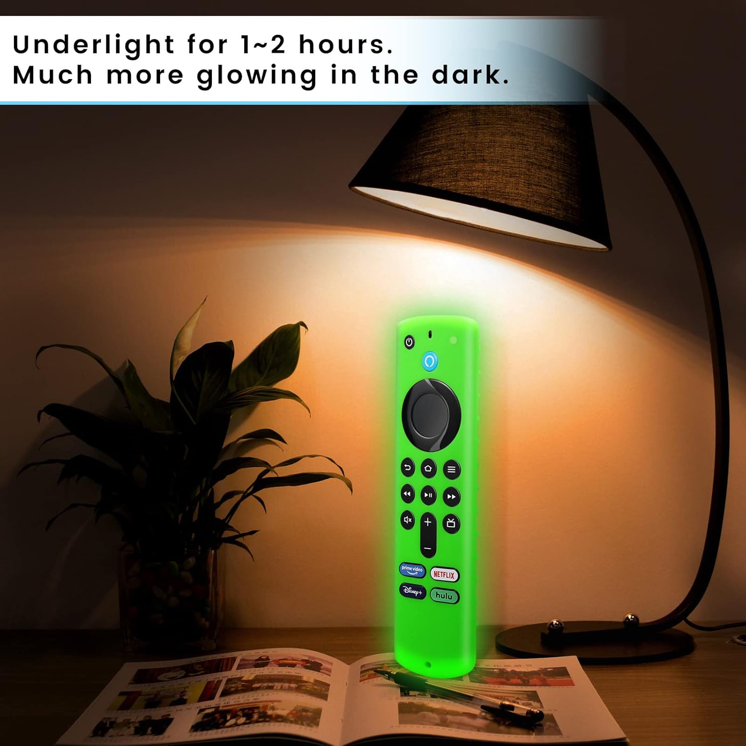 Fire TV Stick Cover for Fire Stick 4K / Alexa Voice Remote (3rd Gen), Glow in The Dark, Anti-Slip Silicone Protective Case with Lanyard Glow Green