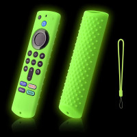 Fire TV Stick Cover for Fire Stick 4K / Alexa Voice Remote (3rd Gen), Glow in The Dark, Anti-Slip Silicone Protective Case with Lanyard Glow Green