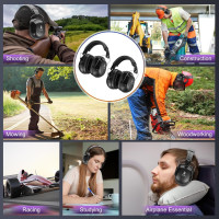 2 Pack 34dB Noise Canceling Headphones For Shooting, Hearing Protection Earmuffs, Ear Protection Headphones, Thickened Headband Ear Muffs For Noise Reduction For Shooting, Construction,Mowing Black+black