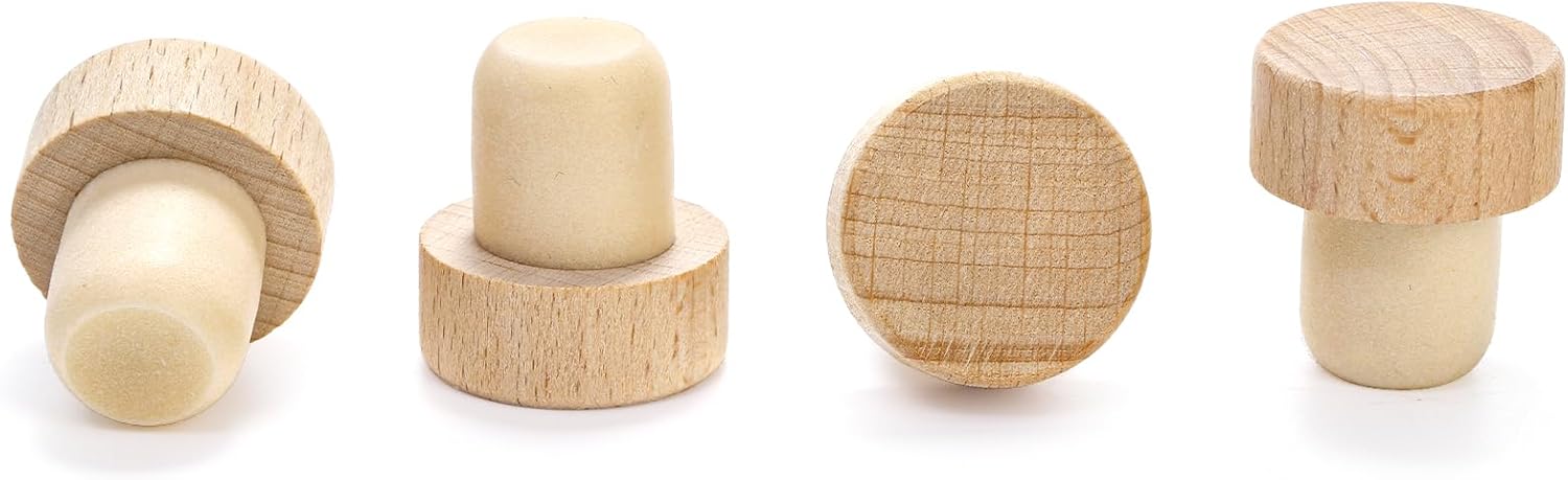 60 Pieces T-Shaped Wine Corks, Reusable Cork Plugs, Wooden and Rubber Wine Stoppers, Sealing Bottle Stoppers for Wine, Beer, DIY Craft