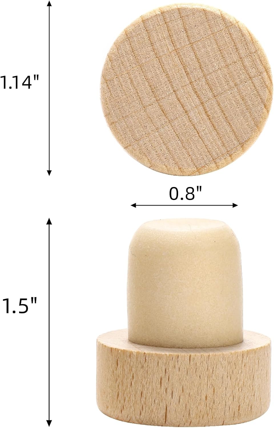 60 Pieces T-Shaped Wine Corks, Reusable Cork Plugs, Wooden and Rubber Wine Stoppers, Sealing Bottle Stoppers for Wine, Beer, DIY Craft