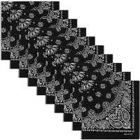 Kigeli 10 Packs Extra Large Bandana 27 x 27 Inch Large Cotton Paisley Fine Bandana Square Scarf Headwear for Women Head Face