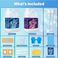 Epoxy Resin 1 Gallon Kit with Pump High Glossy Food Safe Crystal Clear Bubble Free No Yellowing Easy Mix 1:1 for Craft DIY Jewelry Art Casting