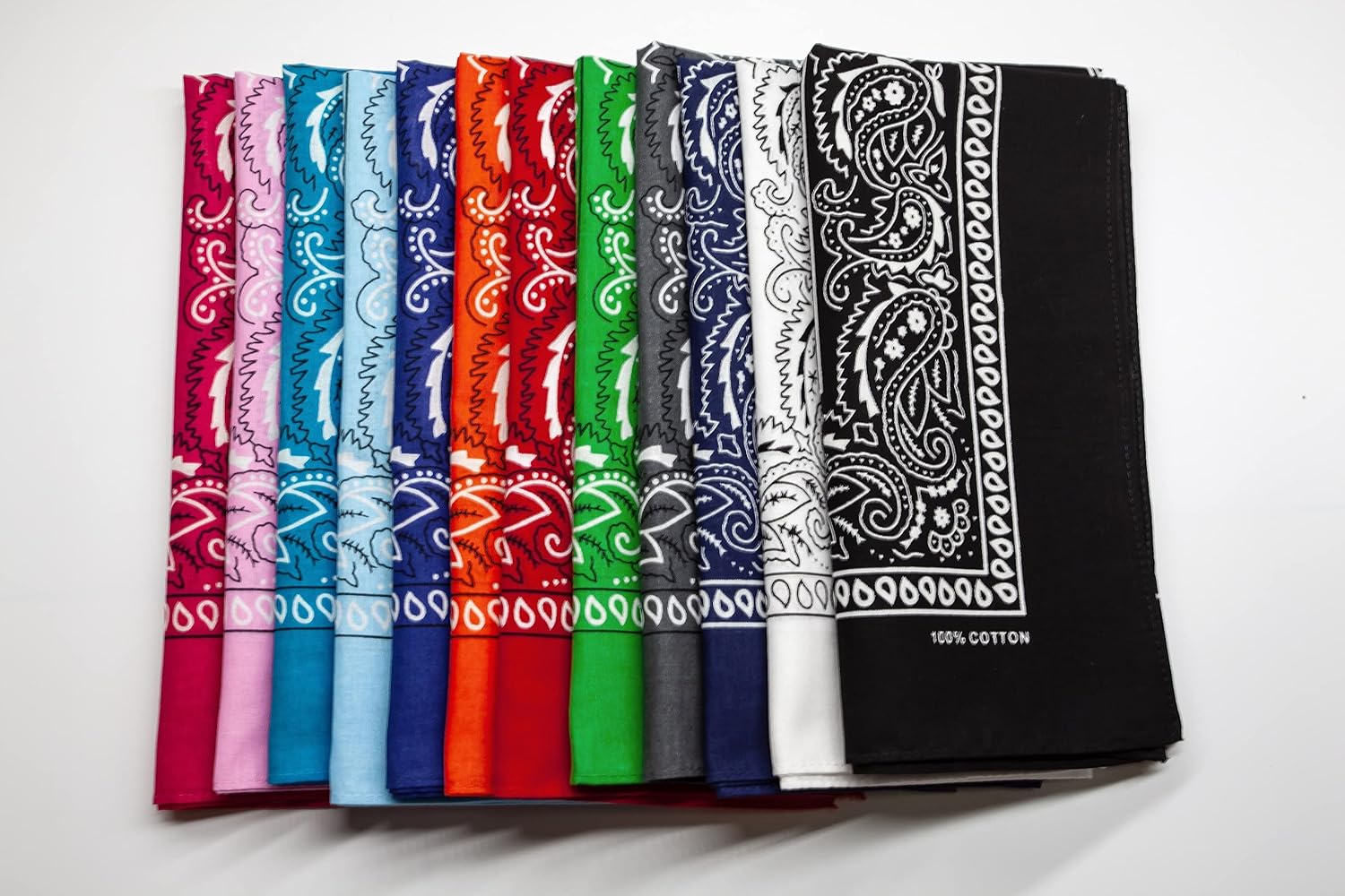FANNI YOUPIN 100% Cotton Fine thick bandanas/scarves for Men & Women Paisley printed 12pcs