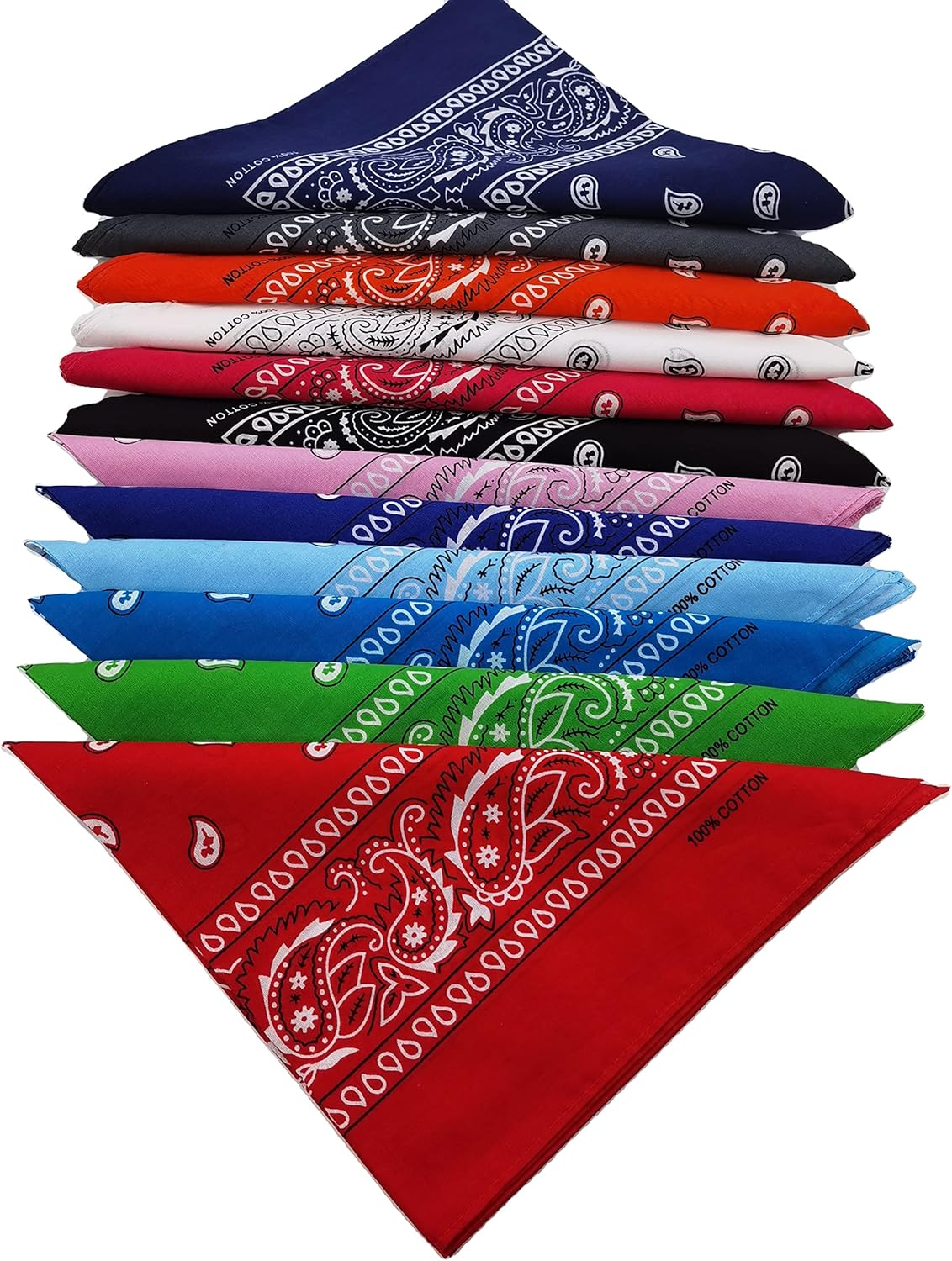 FANNI YOUPIN 100% Cotton Fine thick bandanas/scarves for Men & Women Paisley printed 12pcs