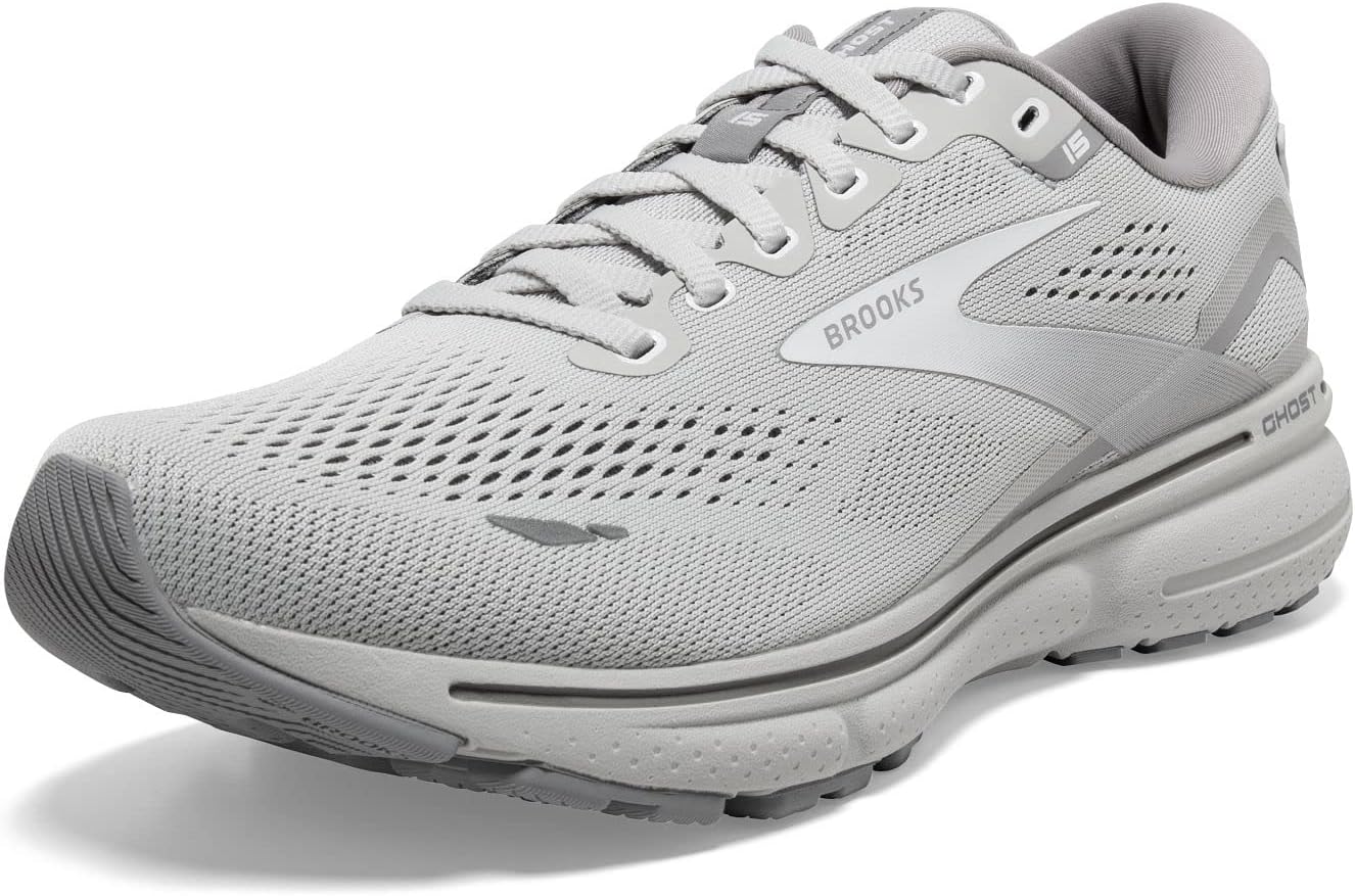 Brooks Women's Ghost 15 Neutral Running Shoe 9.5 Oyster/Alloy/White