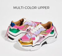 LUCKY STEP Women's Platform Colorful Fashion Sneakers Retro Colorblock Stylish Cute Chunky Dad Walking Shoes