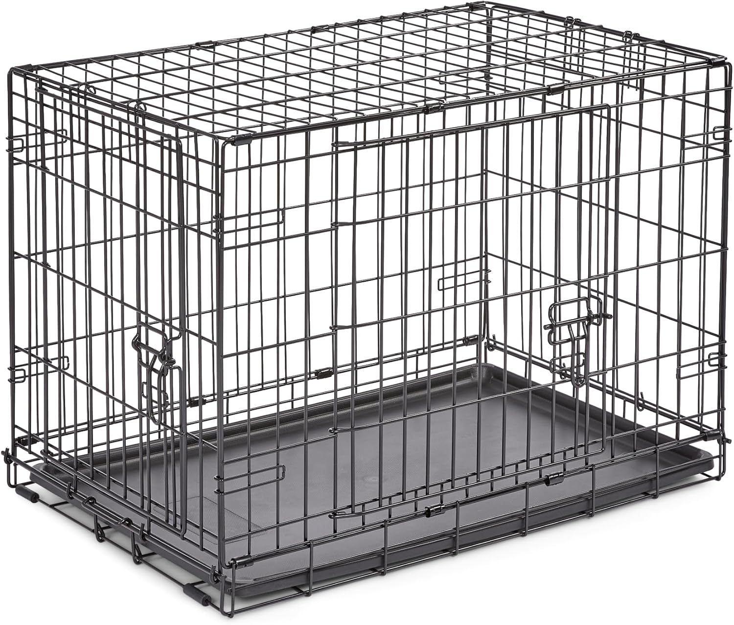 New World Double Door Folding Metal 30-Inch Dog Crate, Enhanced Security, Includes Leak-Proof Pan & Divider Panel, For Medium-Sized Breeds 30.0