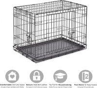 New World Double Door Folding Metal 30-Inch Dog Crate, Enhanced Security, Includes Leak-Proof Pan & Divider Panel, For Medium-Sized Breeds 30.0