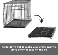 New World Double Door Folding Metal 30-Inch Dog Crate, Enhanced Security, Includes Leak-Proof Pan & Divider Panel, For Medium-Sized Breeds 30.0