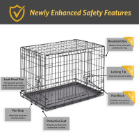 New World Double Door Folding Metal 30-Inch Dog Crate, Enhanced Security, Includes Leak-Proof Pan & Divider Panel, For Medium-Sized Breeds 30.0