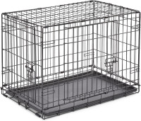 New World Double Door Folding Metal 30-Inch Dog Crate, Enhanced Security, Includes Leak-Proof Pan & Divider Panel, For Medium-Sized Breeds 30.0