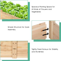 Giantex Raised Garden Bed Planter, Wooden Elevated Vegetable Planter Kit Box Grow for Patio Deck Balcony Outdoor Gardening, Natural