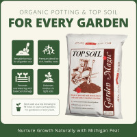 Michigan Peat 40 Pound Bag Garden Magic Organic Planting Potting Top Soil Blend Mix for Indoor and Outdoor Gardening and Landscapes, White 40 lbs