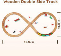 SainSmart Jr. Wooden Train Set for Toddler with Double-Side Train Tracks Fits Brio, Thomas, Melissa and Doug, Kids Wood Toy Train for 3,4,5 Year old Boys and Girls