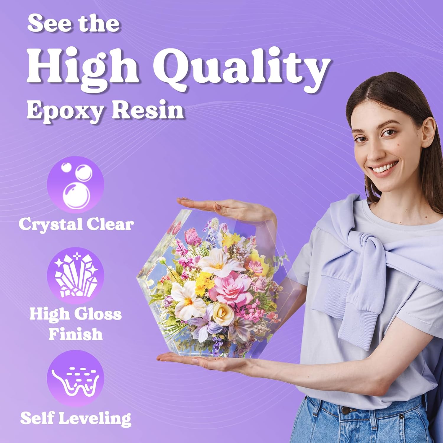 LET'S RESIN 1/2 Gallon Casting Epoxy Resin,Bubble Free & Crystal Clear Epoxy Kit,2 Part Resin and Hardener for Jewelry Making,Crafts,Tumbler,Art 64 oz