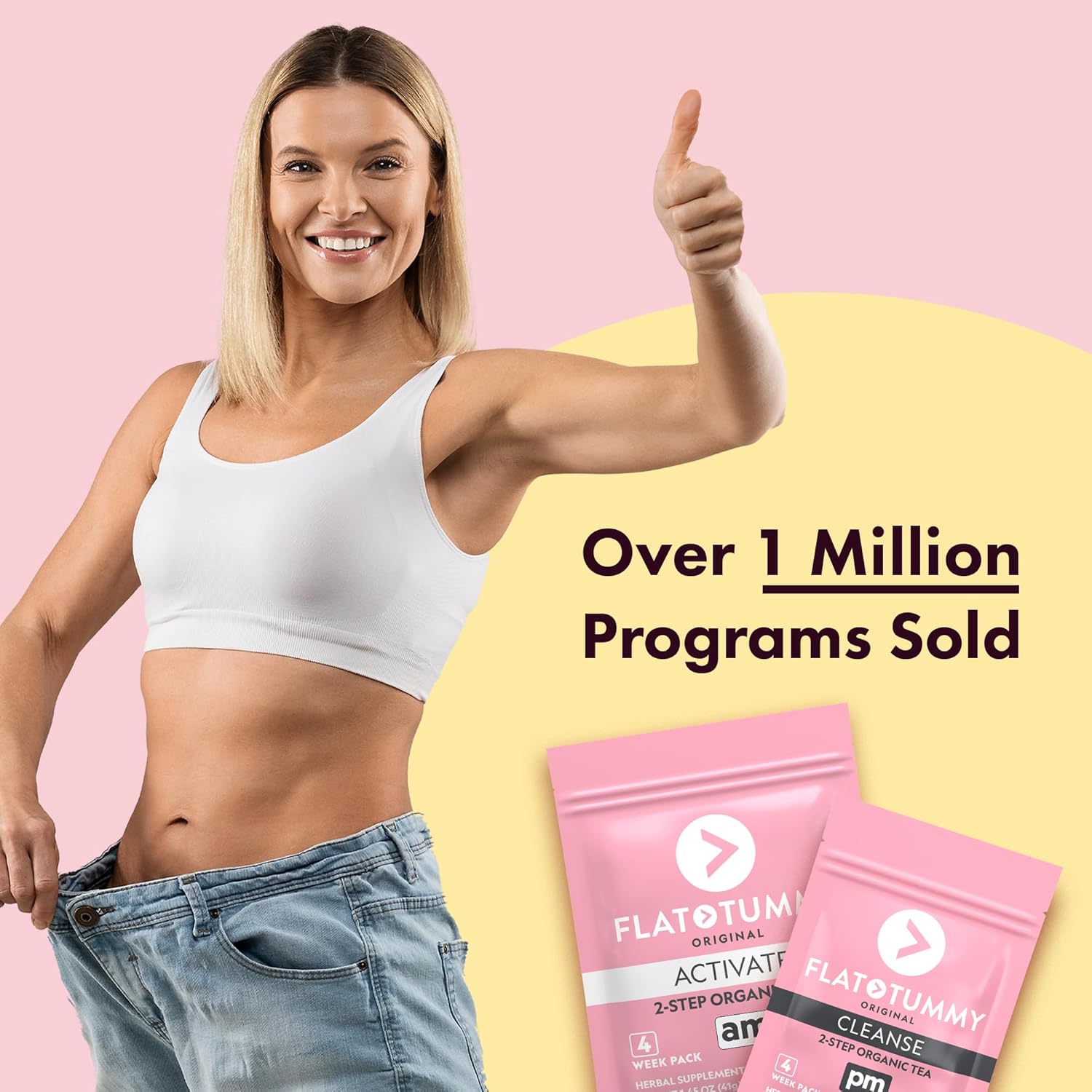 Flat Tummy Tea – 2-step, 4 Week Program – Detox Tea to Boost Energy & Reduce Bloating* - All Natural Detox Cleanse w/ Green Tea, Lemon Balm, Dandelion, Fennel, & More - Digestion support Tummy Tea 1 Pack