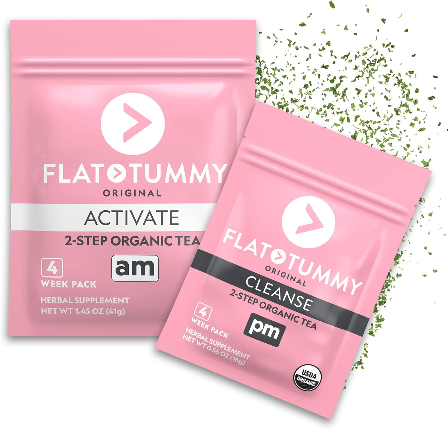 Flat Tummy Tea – 2-step, 4 Week Program – Detox Tea to Boost Energy & Reduce Bloating* - All Natural Detox Cleanse w/ Green Tea, Lemon Balm, Dandelion, Fennel, & More - Digestion support Tummy Tea 1 Pack