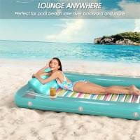Jasonwell 4 in 1 Inflatable Tanning Pool Lounger Float - Sunbathing Lounge Floatie Raft Toys, Water Filled Tanning Bed Mat Pad Blow Up Kiddie Pool with Ball Pit for Adult, Kids (L) Large Green W Reflective Base