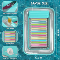 Jasonwell 4 in 1 Inflatable Tanning Pool Lounger Float - Sunbathing Lounge Floatie Raft Toys, Water Filled Tanning Bed Mat Pad Blow Up Kiddie Pool with Ball Pit for Adult, Kids (L) Large Green W Reflective Base