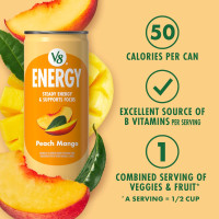 V8 Energy Peach Mango Energy Drink, 8 fl oz Can (24 Pack) Peach Mango 8 Fl Oz (Pack of 24)