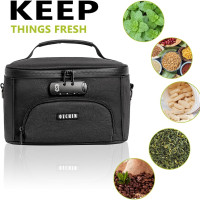 OZCHIN Smell Proof Bag with Combination Lock, Smell Proof Box Activated Carbon Fiber Smoking Accessories, Smell Proof Container, Great Gifts for Father’s Day, Premium Odor Proof Bag Black