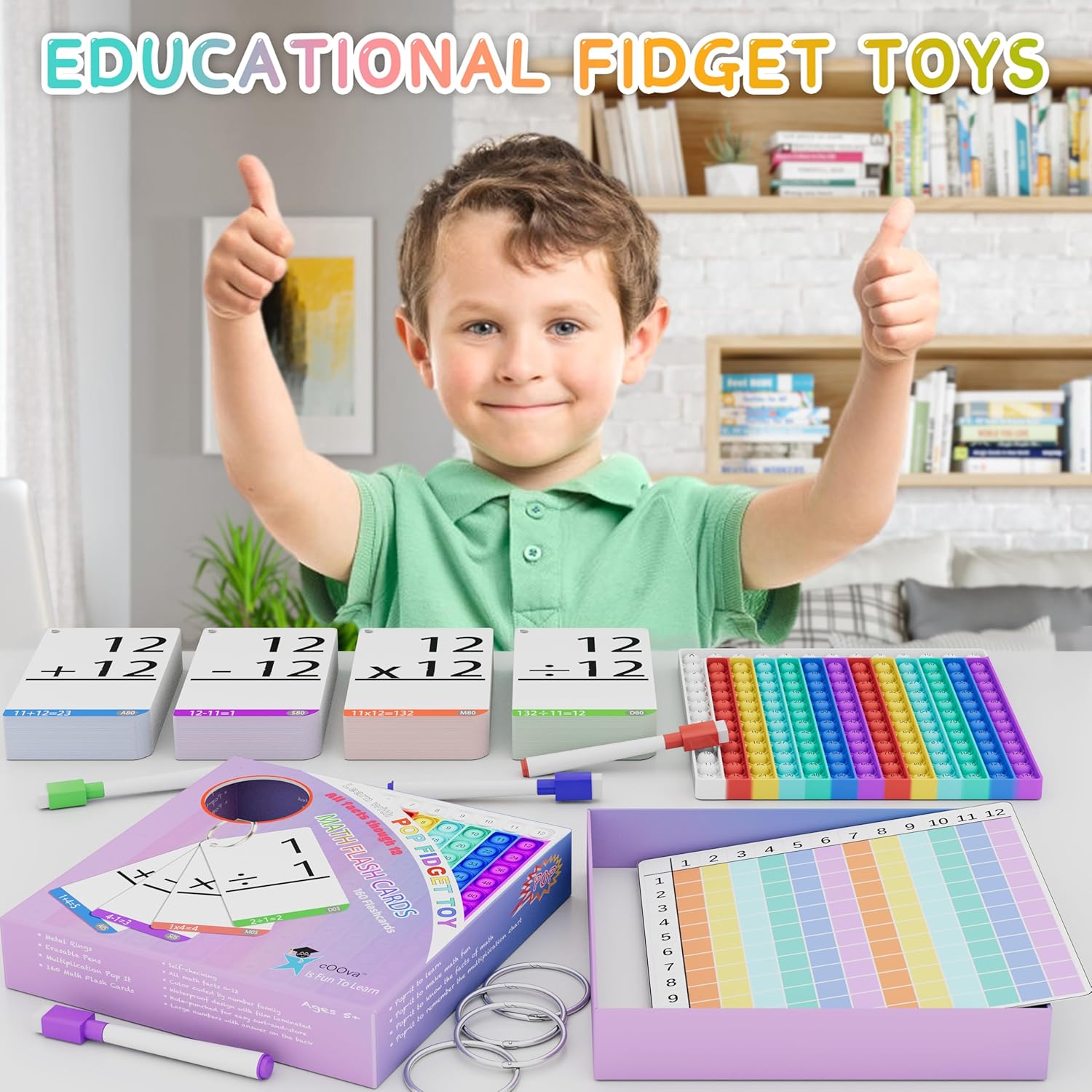 Math Games for Kids - Flash Cards for Kids - Pop it Practice with Addition, Subtraction, Multiplication & Division - Ideal for Math Learning and Skill Building. Math Flash Cards