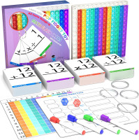 Math Games for Kids - Flash Cards for Kids - Pop it Practice with Addition, Subtraction, Multiplication & Division - Ideal for Math Learning and Skill Building. Math Flash Cards