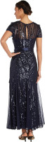 R&M Richards Womens Plus Formal Sequined Evening Dress 12 Navy